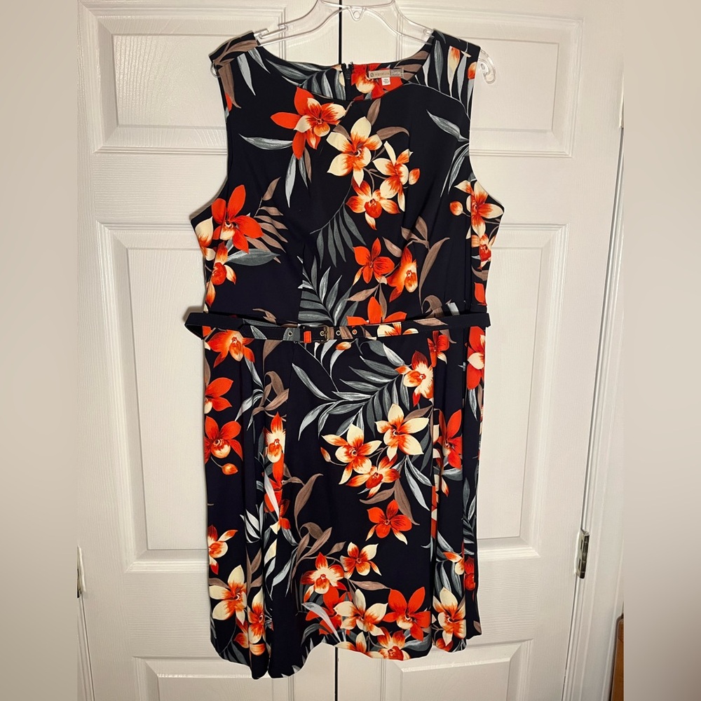 Signature Black and Orange Floral Midi Dress
